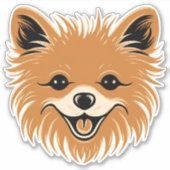 Sticker Poméranie mignon Chien visage Chien Chien Chien Ch (Devant)