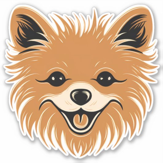 Sticker Poméranie mignon Chien visage Chien Chien Chien Ch (Devant)