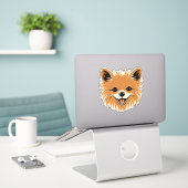 Sticker Poméranie mignon Chien visage Chien Chien Chien Ch (Ordinateur portable sur le bureau)