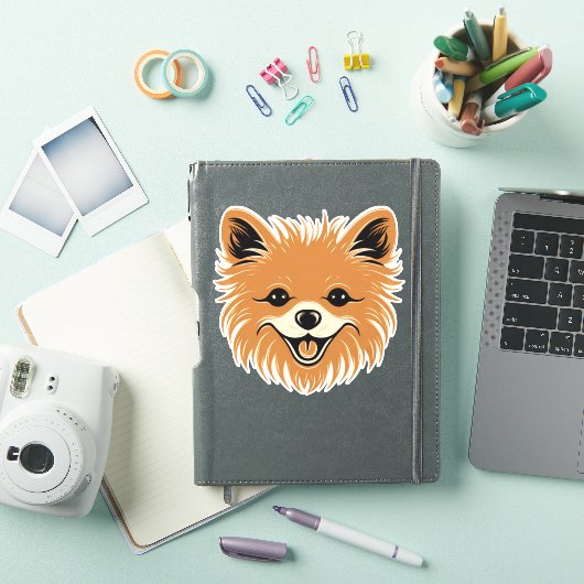 Sticker Poméranie mignon Chien visage Chien Chien Chien Ch (Couverture iPad)