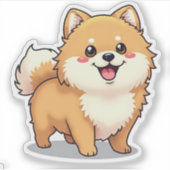 Sticker Poméranien, Joueuse Kawaii Render, Petit (Devant)
