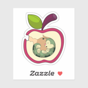 Sticker Pomme à bec à chenille