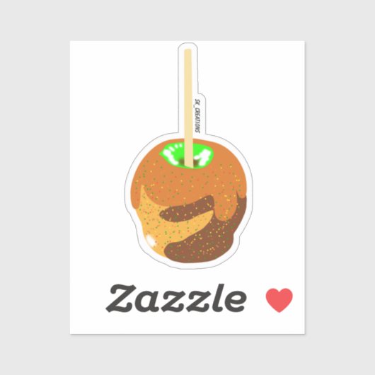 Sticker Pomme Caramel de couleur automne (Feuille)