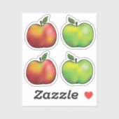 Sticker Pomme De Carton Rouge Et Vert Fruits (Feuille)