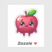 Sticker pomme kawaii aux fruits mignons (Feuille)