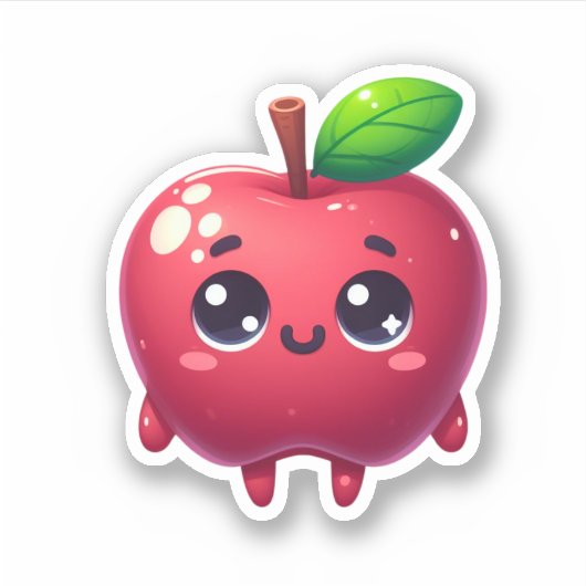 Sticker pomme kawaii aux fruits mignons (Devant)
