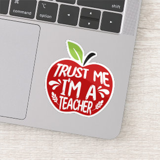 Sticker Pomme rouge CONFIANCE MOI JE SUIS UN PROFESSEUR Ci