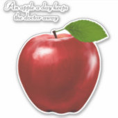 Sticker Pomme rouge et citation (Devant)