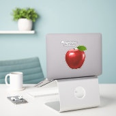 Sticker Pomme rouge et citation (Ordinateur portable sur le bureau)