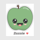 Sticker Pomme Verte Heureuse (Feuille)