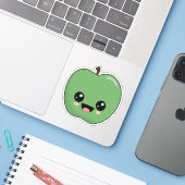 Sticker Pomme Verte Heureuse (Ordinateur portable avec iPhone)