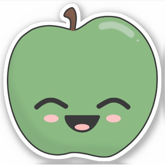 Sticker Pomme verte heureuse (Devant)
