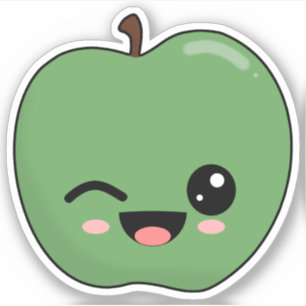 Sticker Pomme verte heureuse qui cligne de l'œil