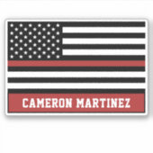 Sticker Pompier à drapeau mince personnalisé (Devant)