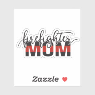 Sticker Pompier maman mince ligne rouge