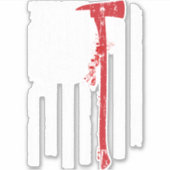 Sticker Pompier Red Line Drapeau américain avec sapin pomp (Devant)