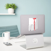 Sticker Pompier Red Line Drapeau américain avec sapin pomp (Ordinateur portable sur le bureau)