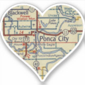 Sticker Ponca City OK Carte Rétro (Devant)