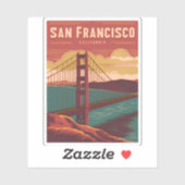 Sticker Pont Vintage voyage San Francisco Golden Gate (Feuille)