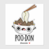 Sticker Poo-don Funny Udon Pun (Feuille)