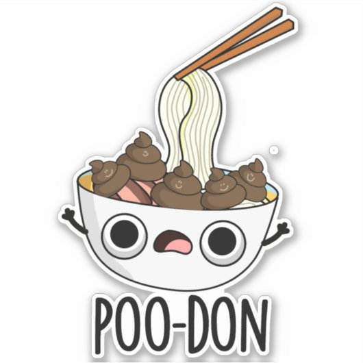 Sticker Poo-don Funny Udon Pun (Devant)