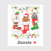 Sticker Poodle Chien feux de Noël Chien Chien Chien Chien  (Feuille)