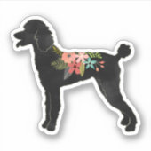 Sticker Poodle Dog Breed Boho Floral Silhouette (Devant)