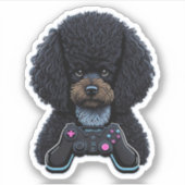 Sticker Poodle Gamer With Joystick (Devant)