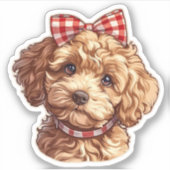 Sticker Poodle mignon avec vaches (Devant)