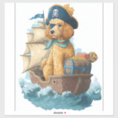 Sticker Poodle Pirate � Drôle de chien de mer (Feuille)