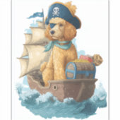 Sticker Poodle Pirate � Drôle de chien de mer (Devant)