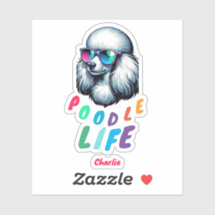 Sticker Poodle porter Sunglass Colorful Amoureux des anima