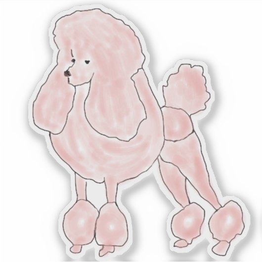 Sticker Poodle rose (Devant)