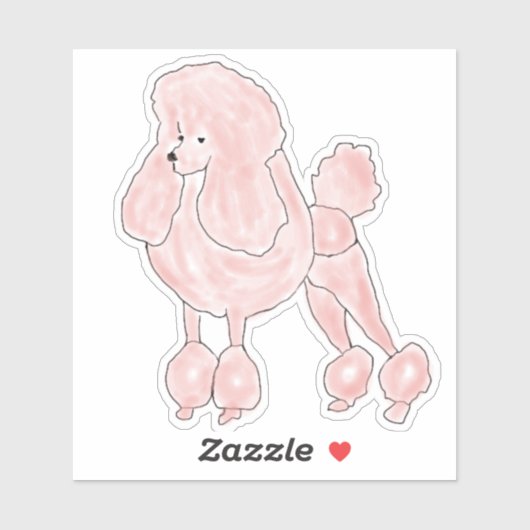 Sticker Poodle rose (Feuille)