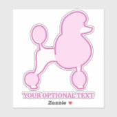 Sticker Poodles roses de texte personnalisés (Feuille)