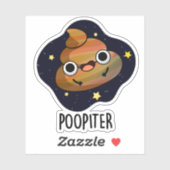 Sticker Poopiter Funny Planet Jupiter Pun (Feuille)