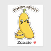 Sticker Poopy Fruity Funny Fruit Banana Pun (Feuille)