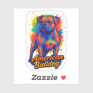 Sticker Pop Art American Bulldog - Chien néon dynamique