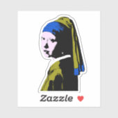Sticker Pop Art Girl Pearl Earring (Feuille)