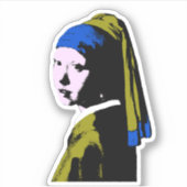 Sticker Pop Art Girl Pearl Earring (Devant)