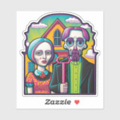 Sticker Pop Art gothique américain (Feuille)