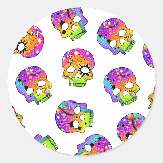 STICKER - POP ART SKULLS (Voorkant)
