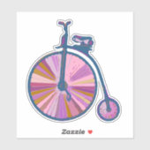 Sticker Pop Art vieux mode Unicycle Motif en rose (Feuille)