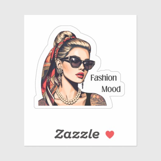 Sticker Pop Art Woman Fashion Mood (Feuille)
