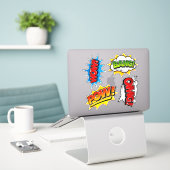 Sticker Pop Art Wow Bang OMG Pow! (Ordinateur portable sur le bureau)