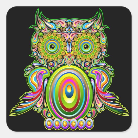 Sticker Popart Psychedelic Owl (Devant)