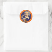 Sticker  Popcorn Adverteren Retro Meisje Hap (Tas)