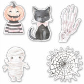 Sticker Popcorn Pumpkins Cactus Halloween (Devant)