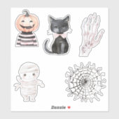 Sticker Popcorn Pumpkins Cactus Halloween (Feuille)