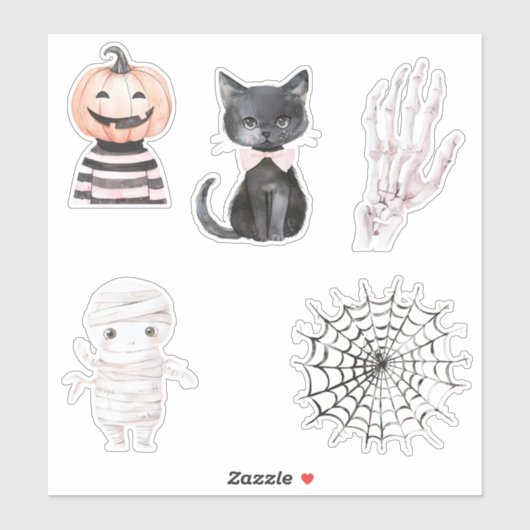 Sticker Popcorn Pumpkins Cactus Halloween (Feuille)